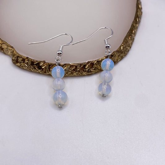 Round Opalite Crystal Earrings