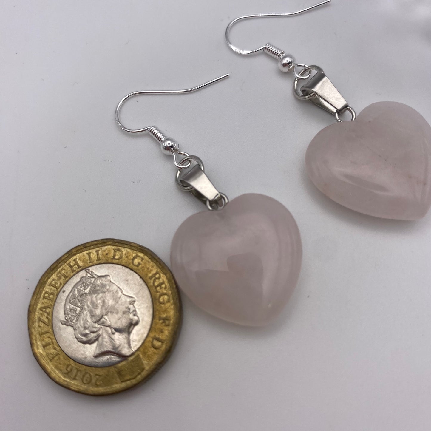 Rose Quartz Pendant Heart Earrings