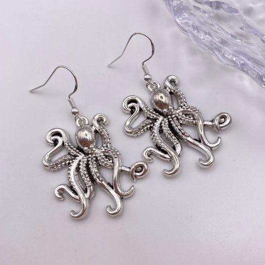 Silver Octopus Earrings