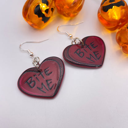 ‘Bite Me’ Heart Earrings