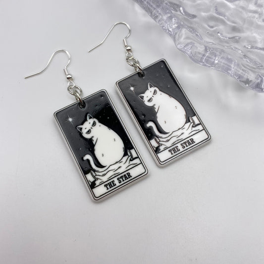 The Star Cat Tarot Card Earrings