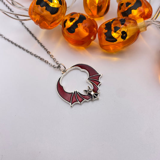 Red Round Bat Necklace