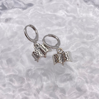 Small Book Huggie Hoop Earrings