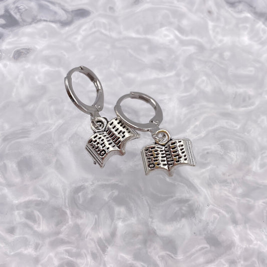 Small Book Huggie Hoop Earrings