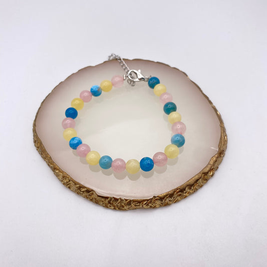 Round Pink, Yellow and Blue Crystal Bracelet