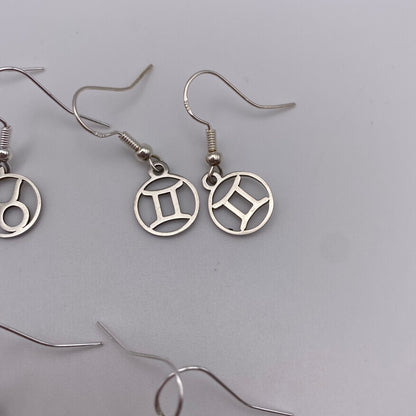 Silver Hollow Star Sign Earrings