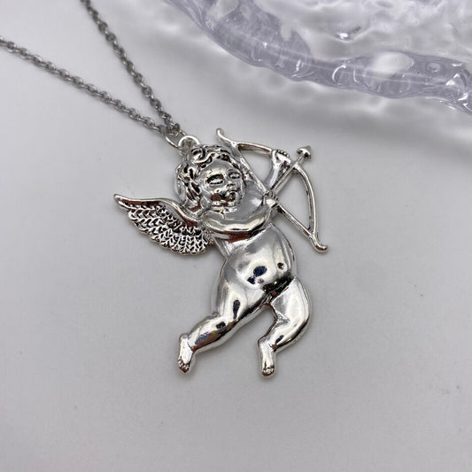 Big Flying Cherub Necklace