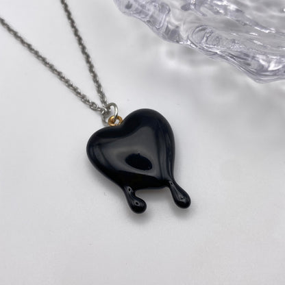 Black Melting Heart Necklace