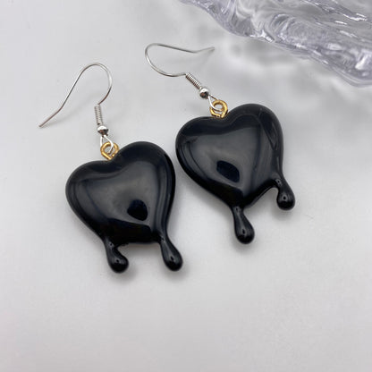 Black Melting Heart Earrings