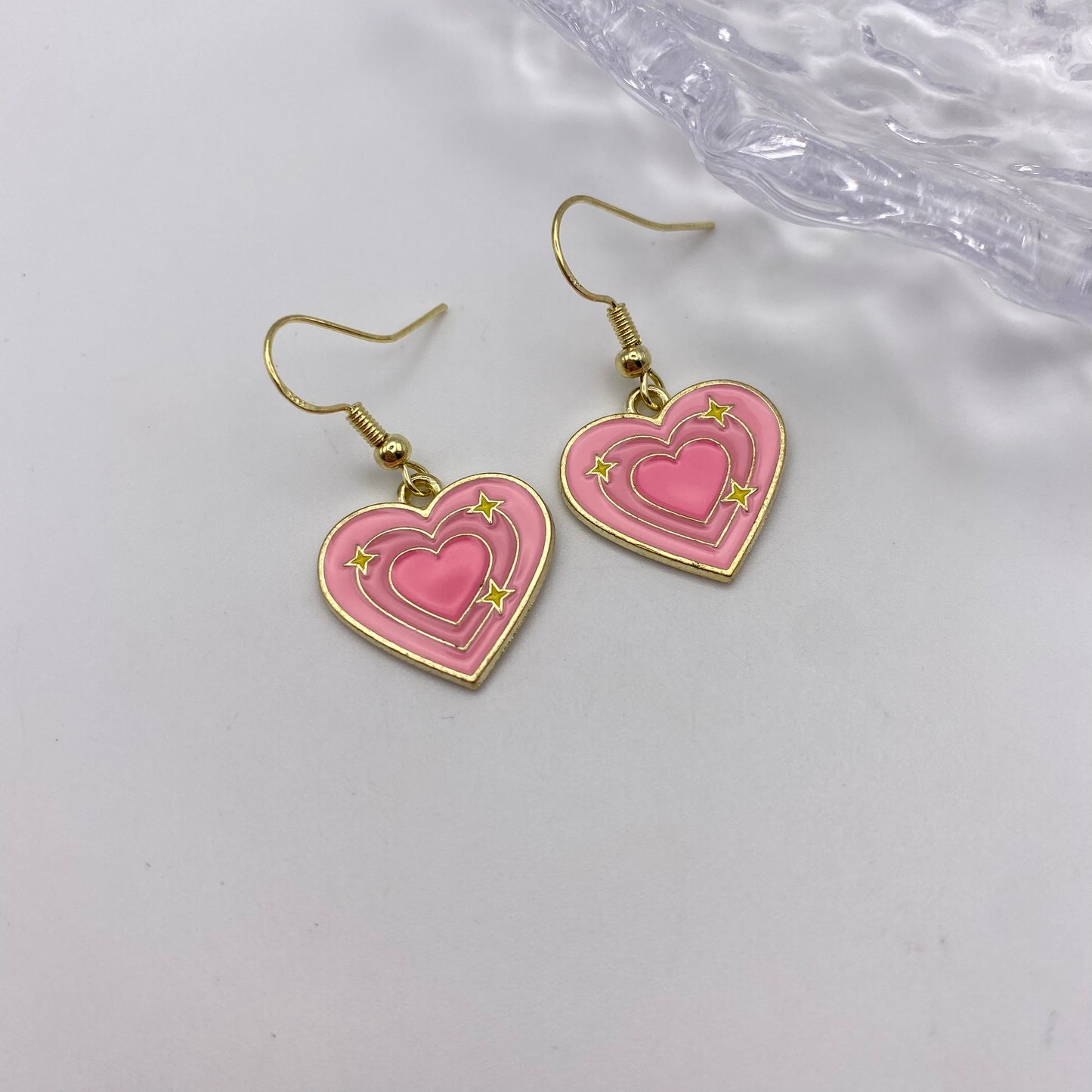 Sparkly Pink Heart Earrings