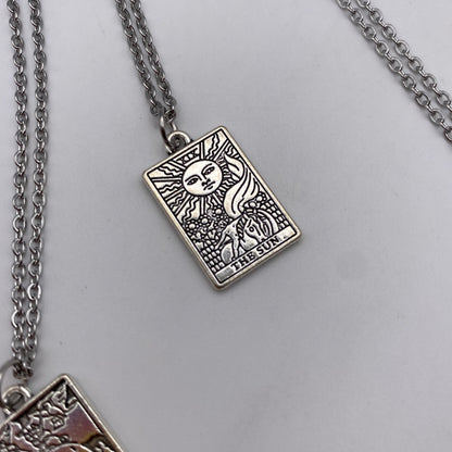 Silver Image Tarot Card Necklaces