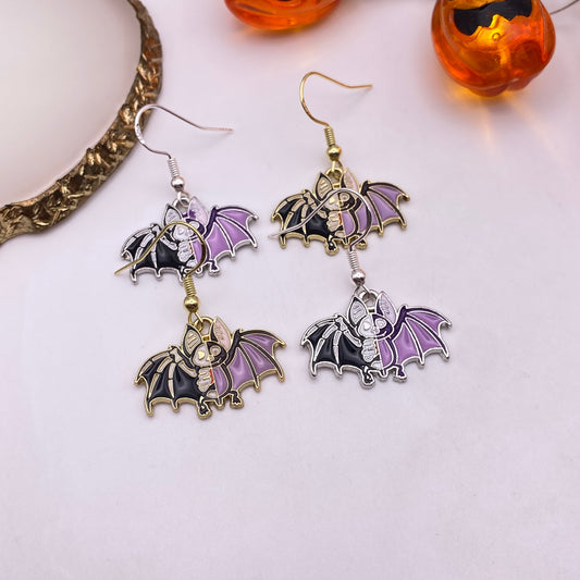 Skeleton Bat Earrings