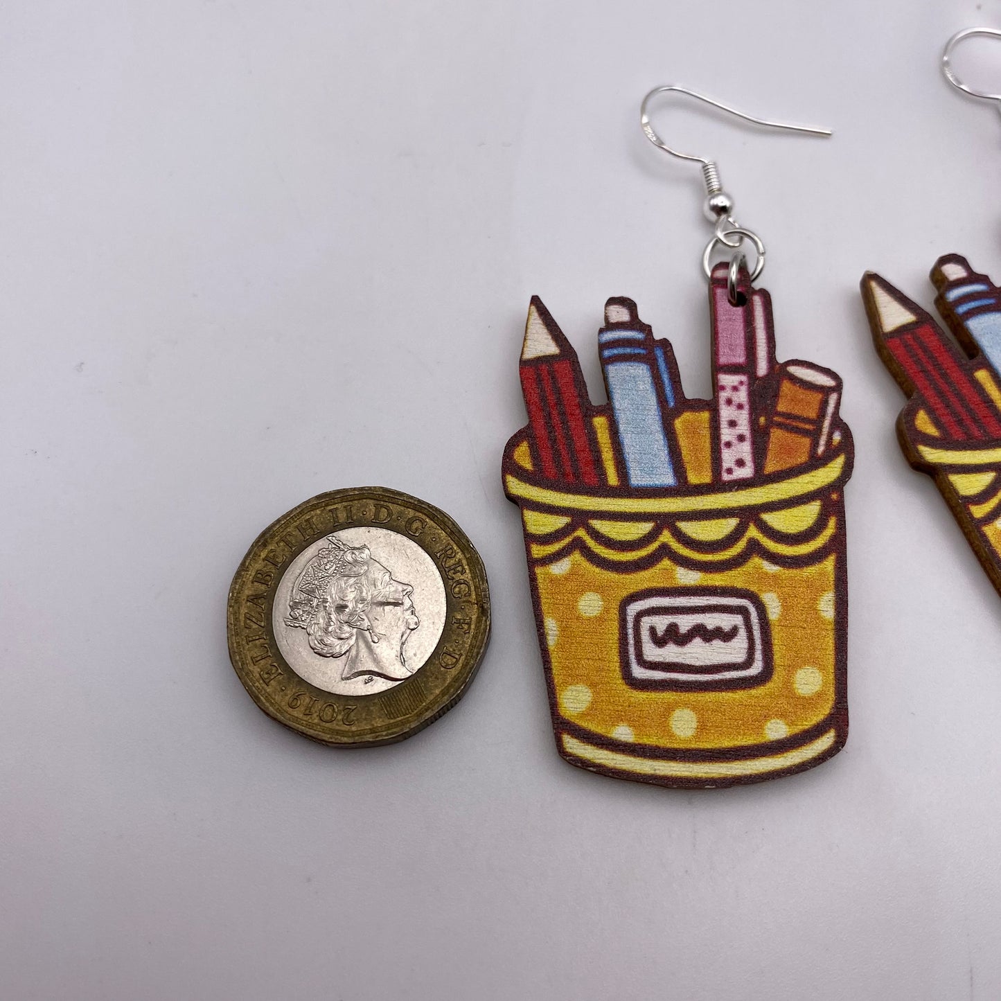 Wooden Pencil Pot Earrings