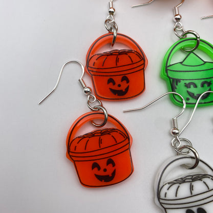 Trick or Treat Pumpkin Bucket Earrings