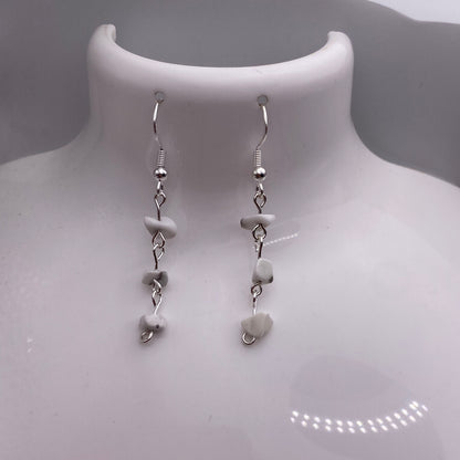 Dangly White Howlite Crystal Earrings