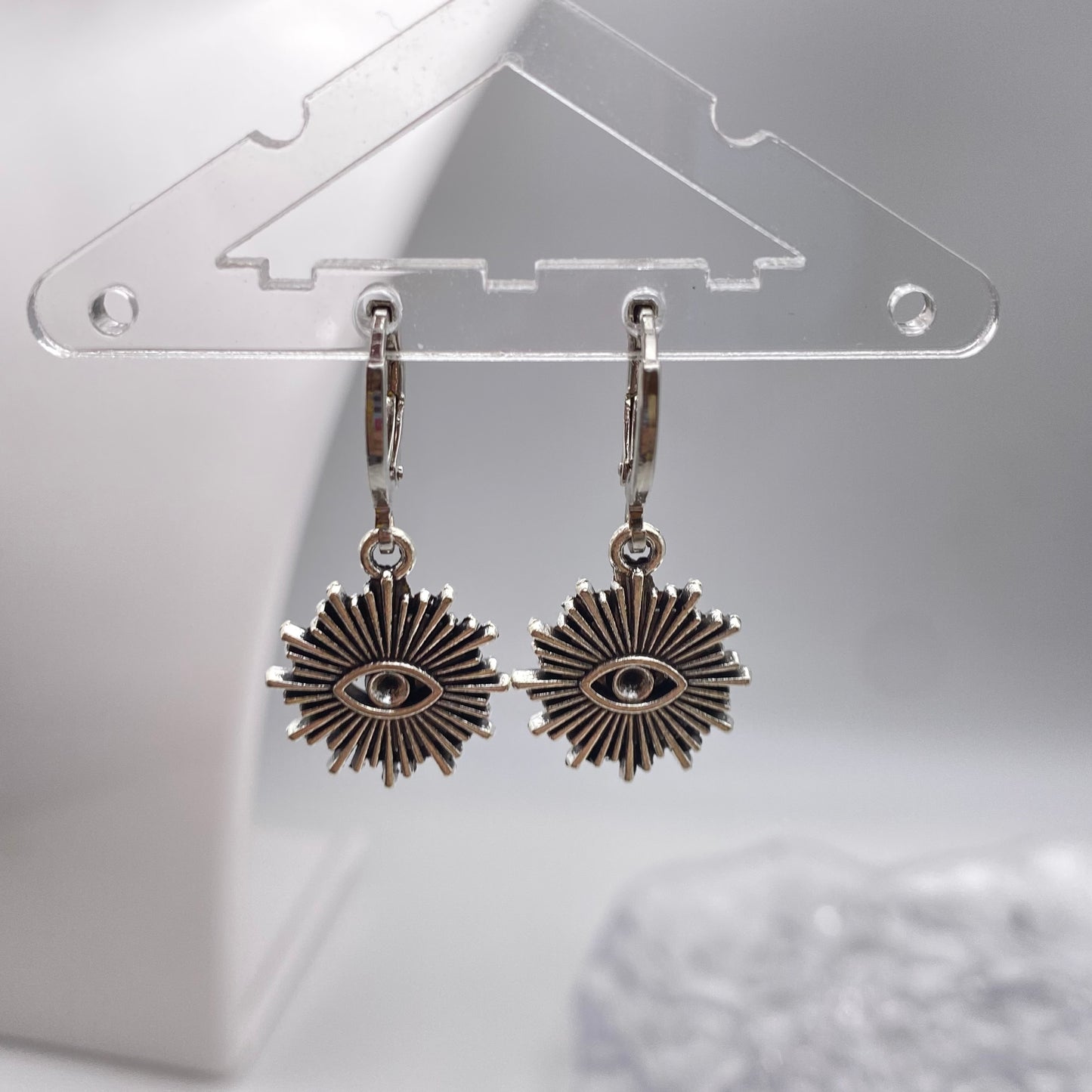 Silver Evil Eye Huggie Hoop Earrings