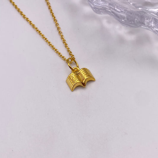 Gold Small Book Necklace