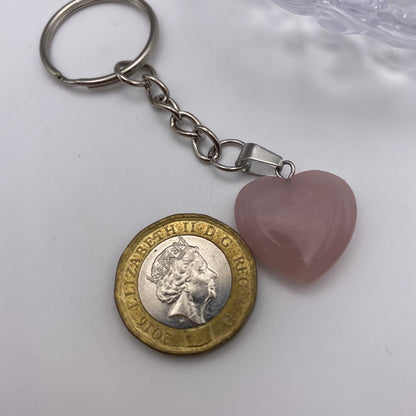 Rose Quartz Pendant Heart Keyring