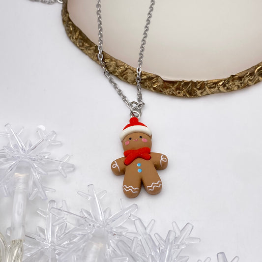 Santa Gingerbread Man Necklace