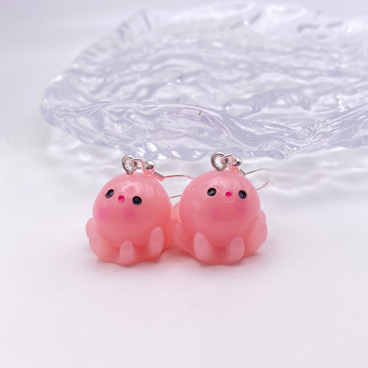 Pink Octopus Earrings