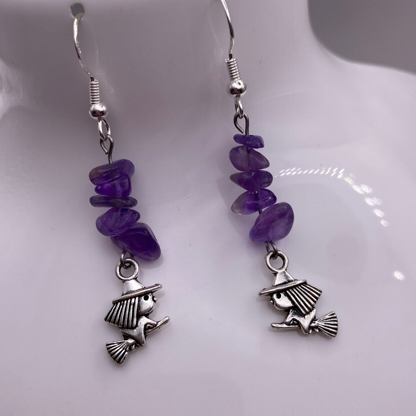 Witch Purple Crystal Earrings