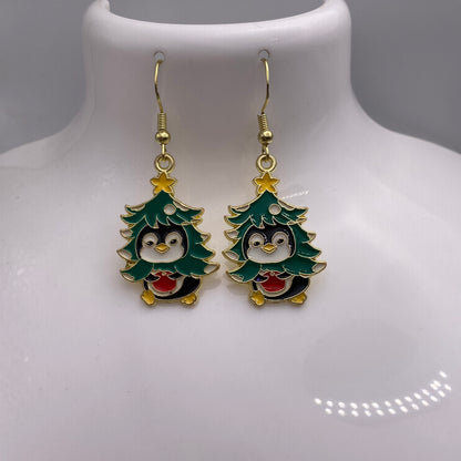 Penguin In Tree Earrings