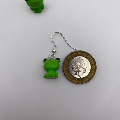 Small Green Frog Earrings