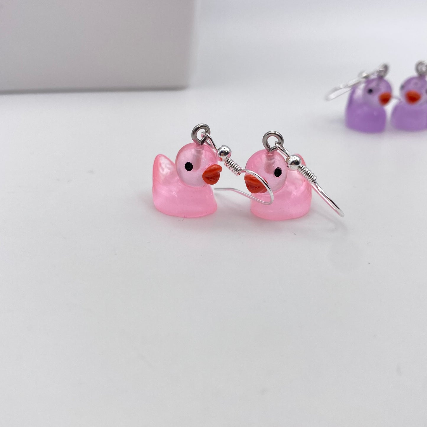 Colourful Clear Duck Earrings