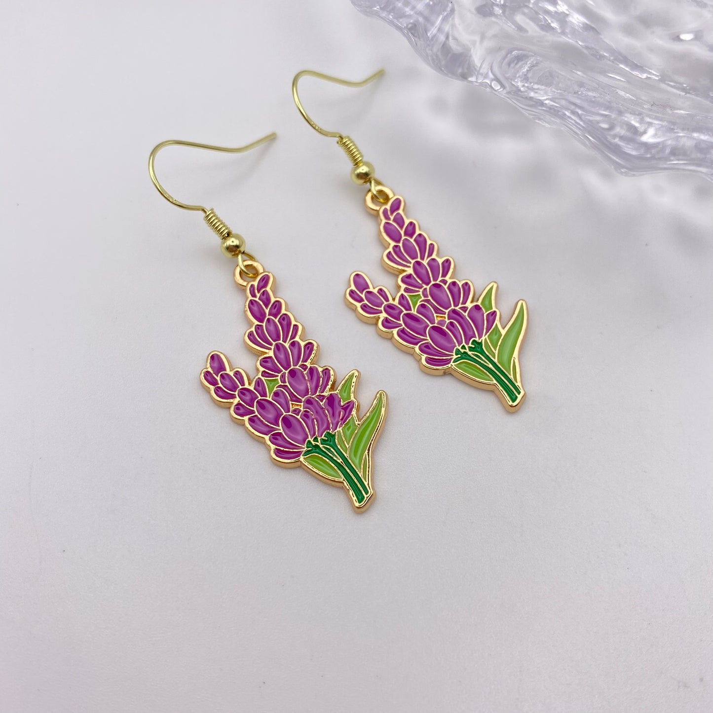 Long Violet Flowers Earrings