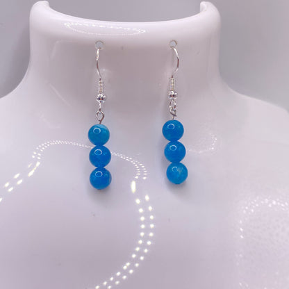 Round Blue Apatite Crystal Earrings