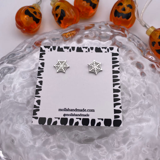 Spider Cobweb Stud Earrings