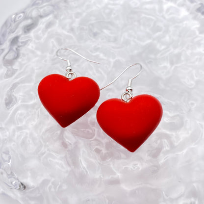 Chunky Red Heart Earrings