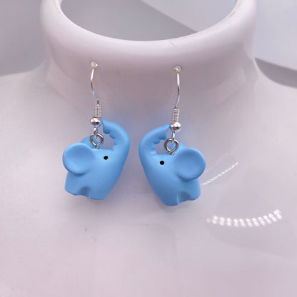 Small Blue Elephant Earrings