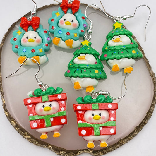 Christmas Duck Earrings