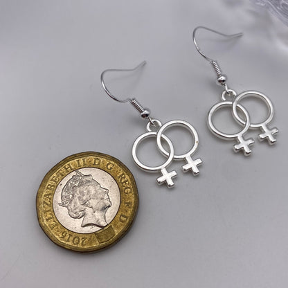 Interlocked Female Symbol Earrings