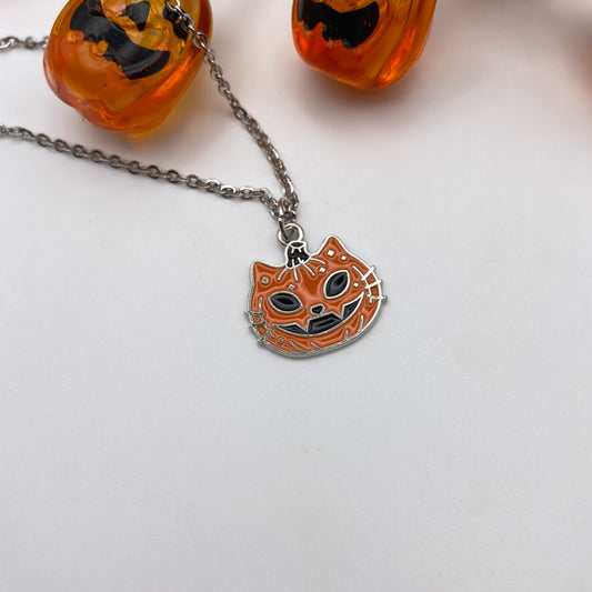 Orange Pumpkin Cat Necklace