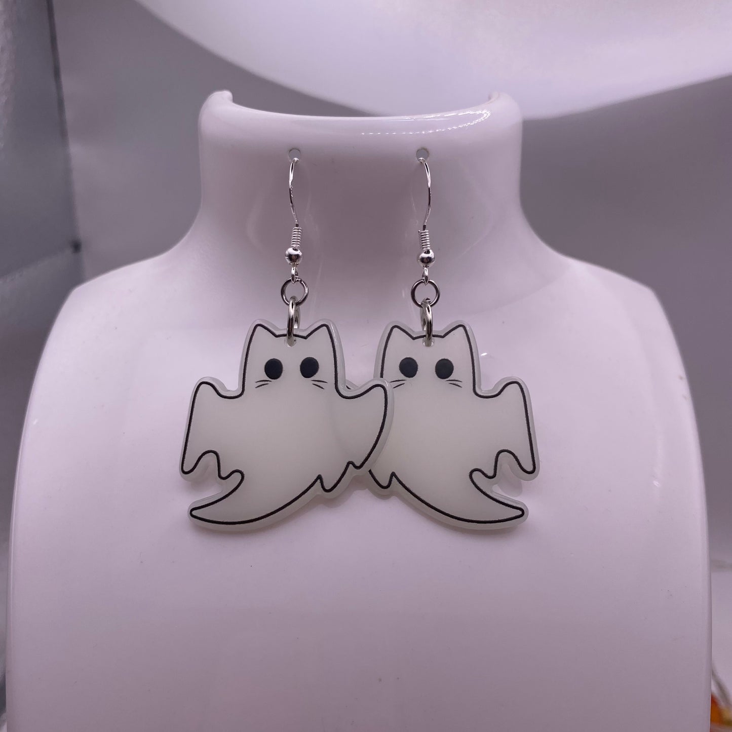 Cat Ghost Costume Earrings