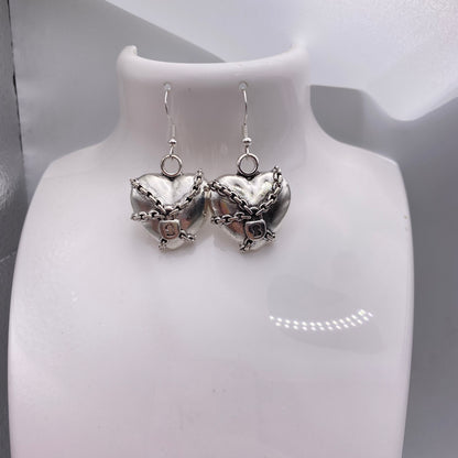 Chained Up Heart Earrings