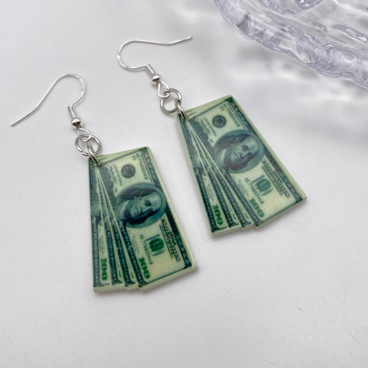 Dollar Bill Notes Earrings