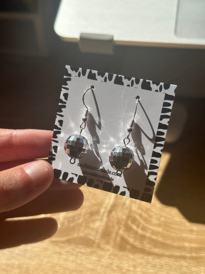 Small Mirror Disco Ball Earrings