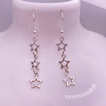 Triple Dangly Star Earrings