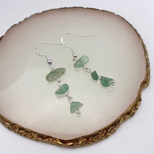 Dangly Green Aventurine Crystal Earrings