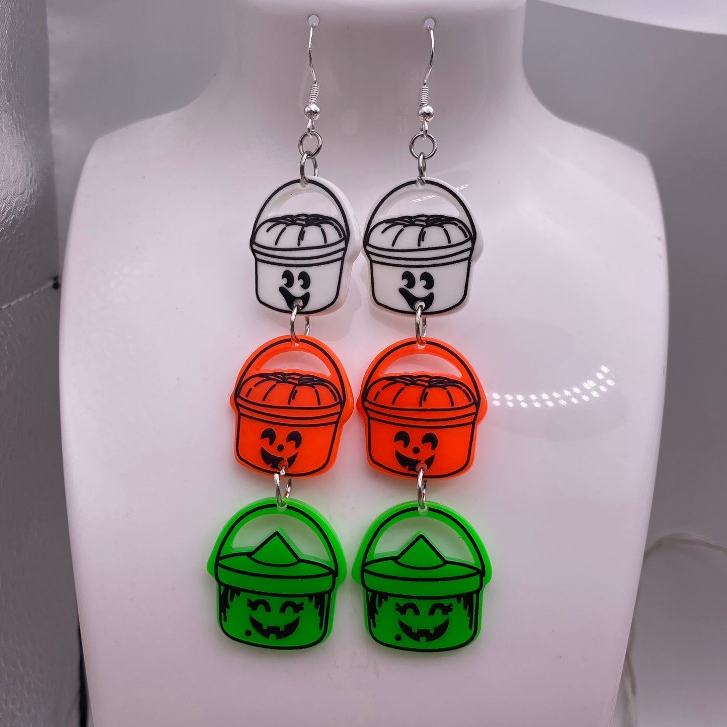 Trick or Treat Pumpkin Bucket Dangle Earrings