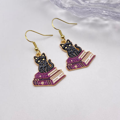 Cat Spell Book Earrings