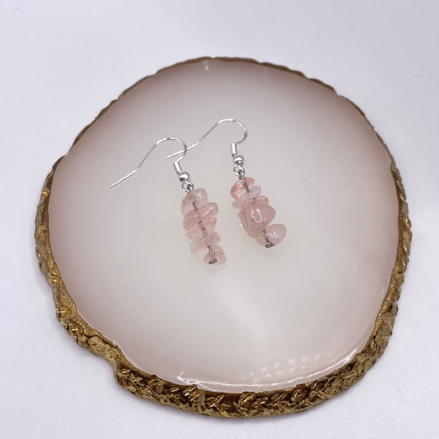 Rose Quartz Crystal Earrings