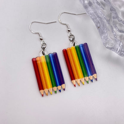 Rainbow Pencil Earrings