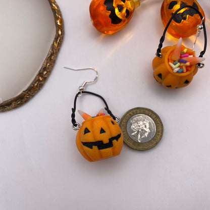 Trick or Treat Pumpkin Bucket Earrings