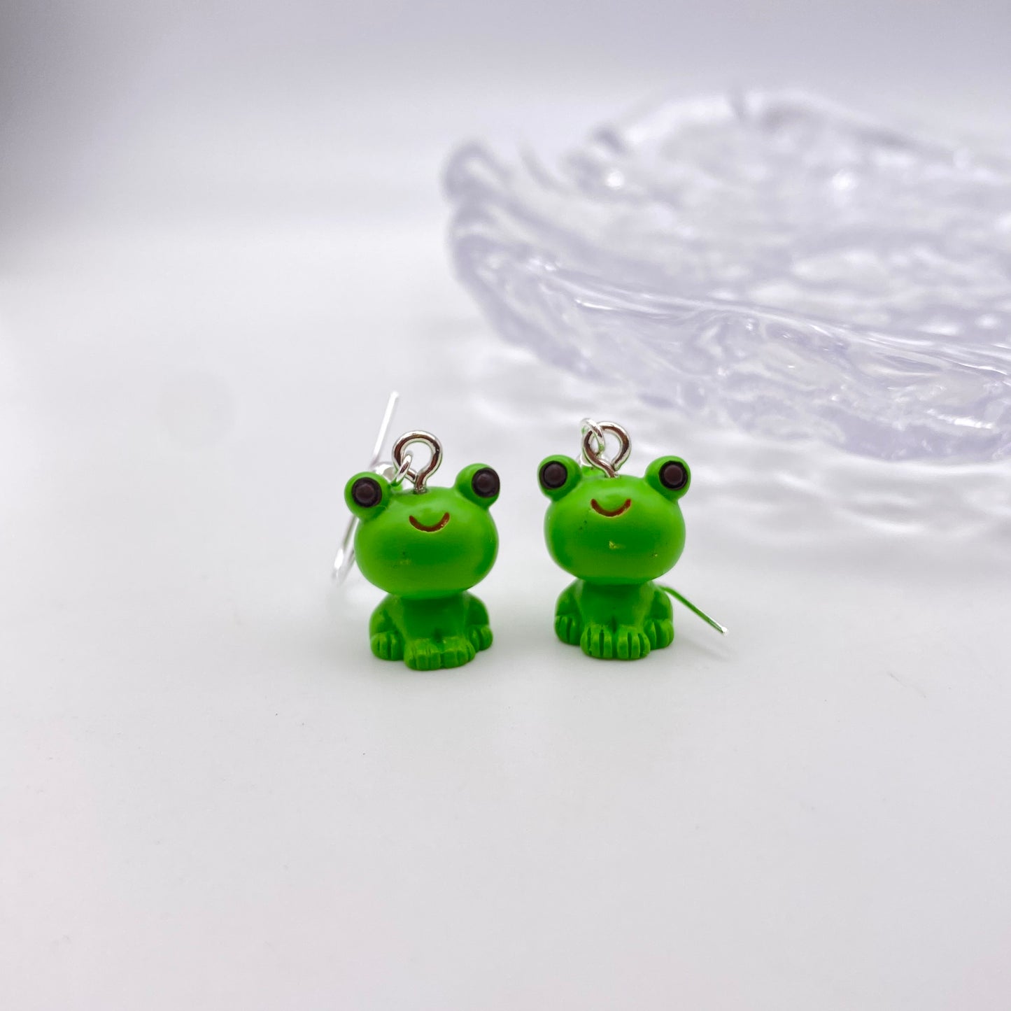 Small Green Frog Earrings