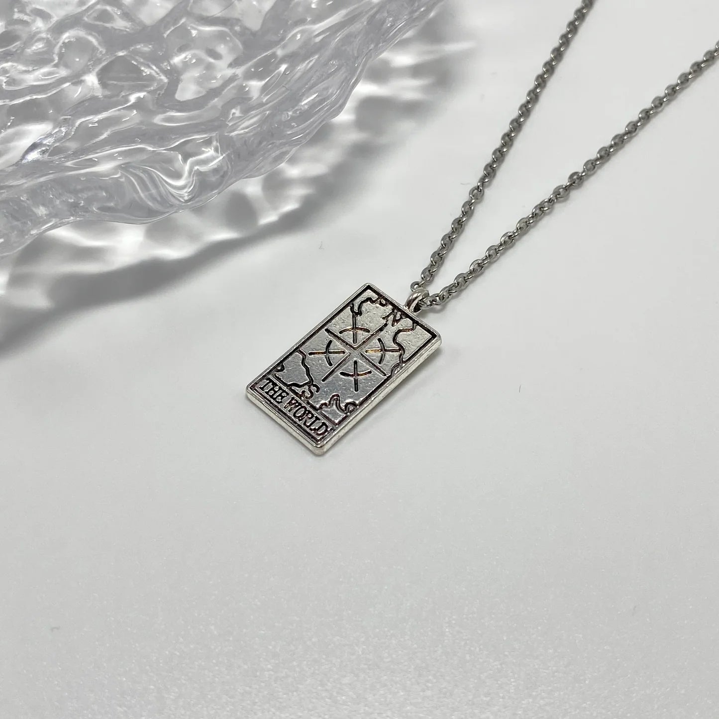 Silver Tarot Card Necklace