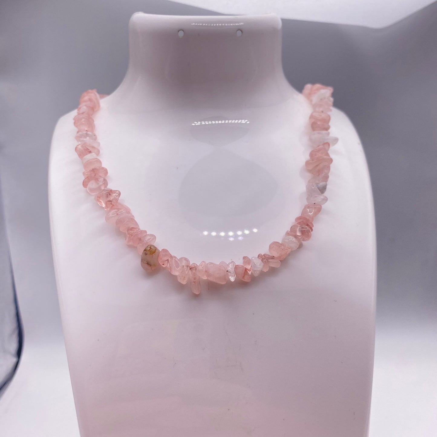 Pink Rose Quartz Crystal Necklace